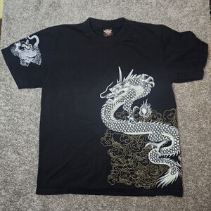 Rock Eagle T Shirt Men’s Large Dragon Snake Black Cotton Excellent Condition
